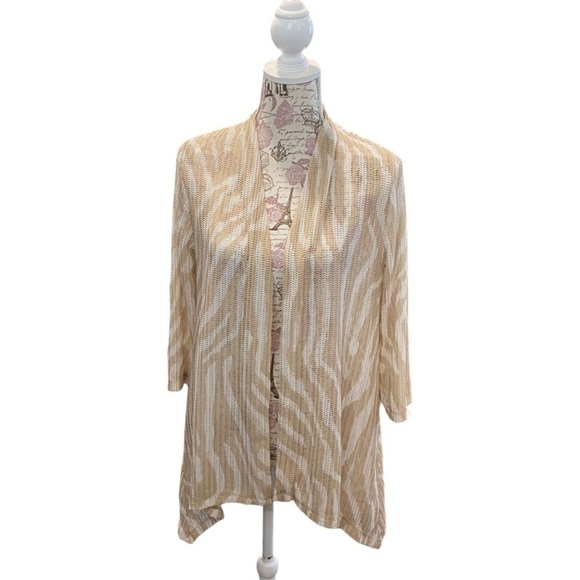 NWT Chico’s Travelers Collection Wheatmesh Cardigan Jacket Sonora Sand Sz 0 (XS) - Picture 2 of 10